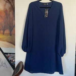 Solersun Blue Bubble Sleeve Mini Swing Dress